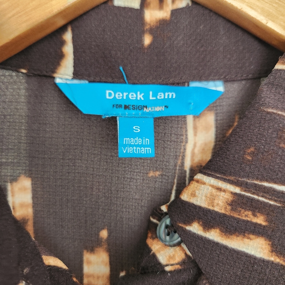 Derek Lam Long Sleeve Print Button Front Top - Picture 5 of 6